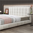 Claire Upholstered Mid-Century Fabric King Platform Bed in Ivory