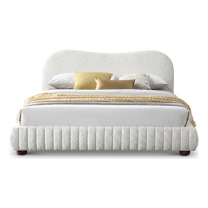 Weston Upholstered Fabric & Solid Wood Queen Platform Bed in Cream