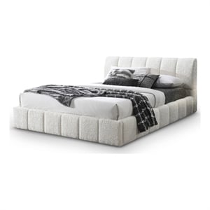 Larson Upholstered Fabric & Solid Wood King Platform Bed in White
