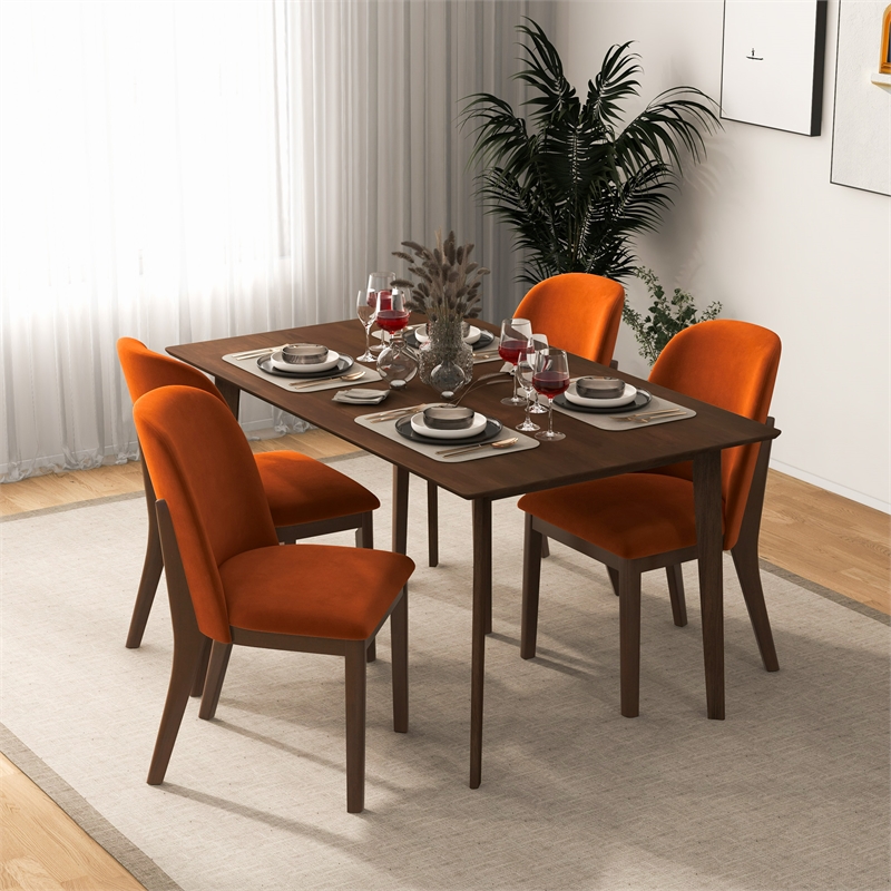 Belar Mid-Century Velvet Dining Chair in Burnt Orange (Set of 2)
