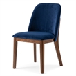 Belar Mid-Century Velvet Dining Chair in Navy Blue (Set of 2)