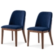 Belar Mid-Century Velvet Dining Chair in Navy Blue (Set of 2)