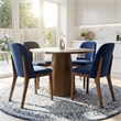 Belar Mid-Century Velvet Dining Chair in Navy Blue (Set of 2)