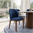 Belar Mid-Century Velvet Dining Chair in Navy Blue (Set of 2)