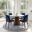 Belar Mid-Century Velvet Dining Chair in Navy Blue (Set of 2)