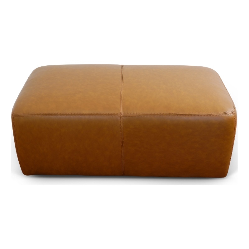Colby Modern Living Room Tan Genuine Leather Rectangle Ottoman