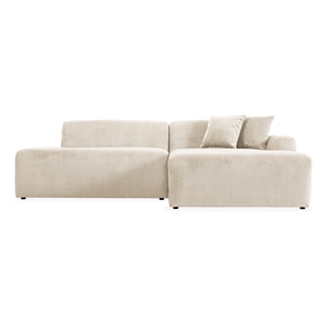 Chapman Upholstered Corduroy Fabric Living Room Right Sectional Sofa in Cream