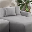 Chapman Corduroy Fabric Living Room Right Sectional Sofa in Light Gray