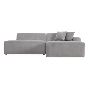 Chapman Corduroy Fabric Living Room Right Sectional Sofa in Light Gray