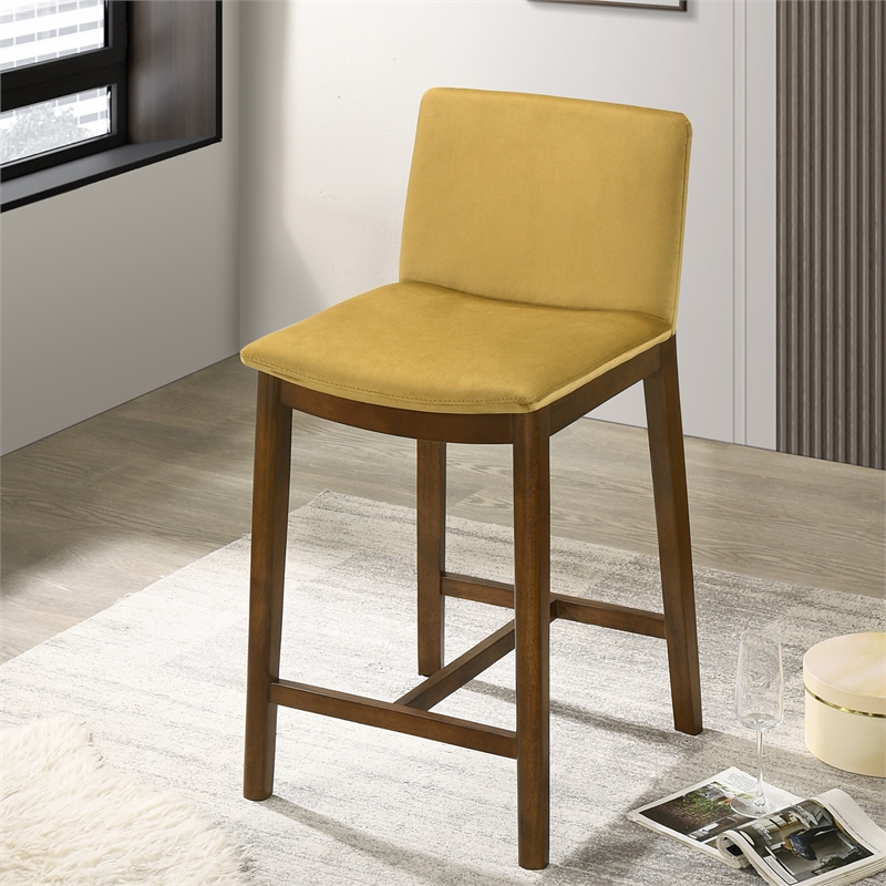 Anderson Modern Furniture Style Velvet Counter Chair in Dark Yellow