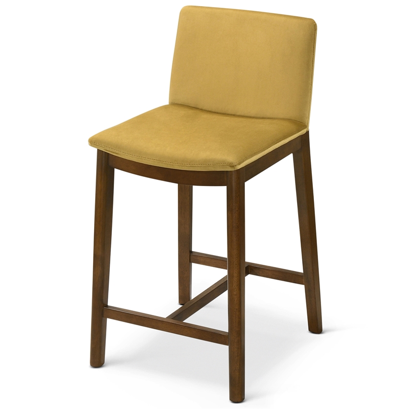 Anderson Modern Furniture Style Velvet Counter Chair in Dark Yellow