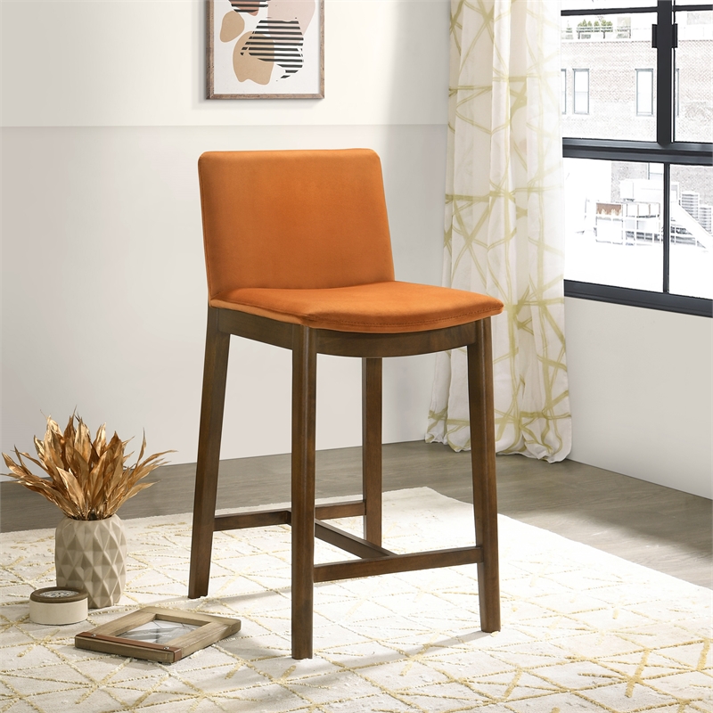 Anderson Modern Furniture Style Velvet Counter Chair in Burnt Orange