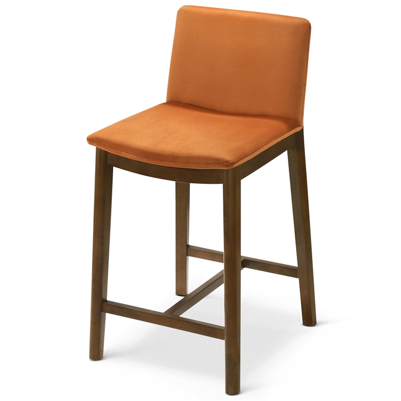 Anderson Modern Furniture Style Velvet Counter Chair in Burnt Orange