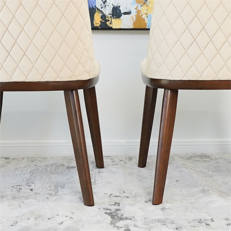Barrett Mid-Century Velvet Dining Chair in Beige (Set of 2)