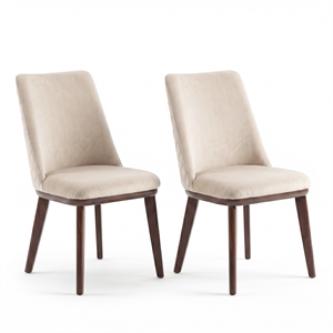 Barrett Mid-Century Velvet Dining Chair in Beige (Set of 2)
