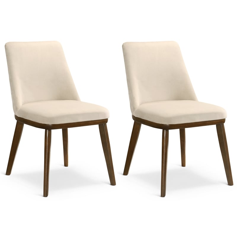 Barrett Mid-Century Velvet Dining Chair in Beige (Set of 2)