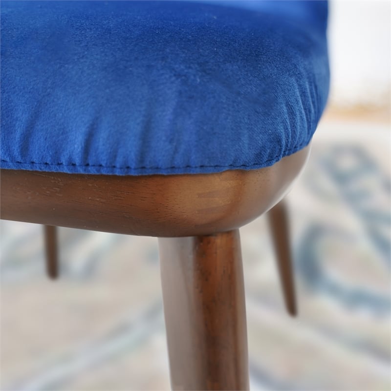 Barrett Mid-Century Velvet Dining Chair in Navy Blue (Set of 2)