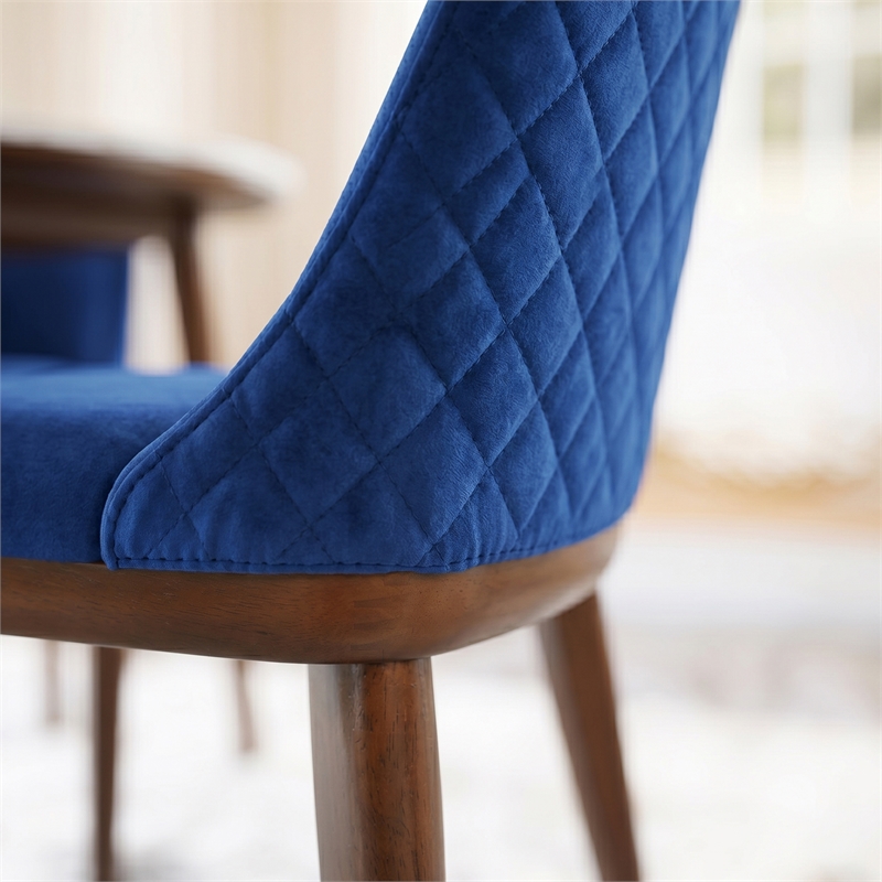 Barrett Mid-Century Velvet Dining Chair in Navy Blue (Set of 2)