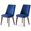 Barrett Mid-Century Velvet Dining Chair in Navy Blue (Set of 2)