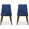 Barrett Mid-Century Velvet Dining Chair in Navy Blue (Set of 2)