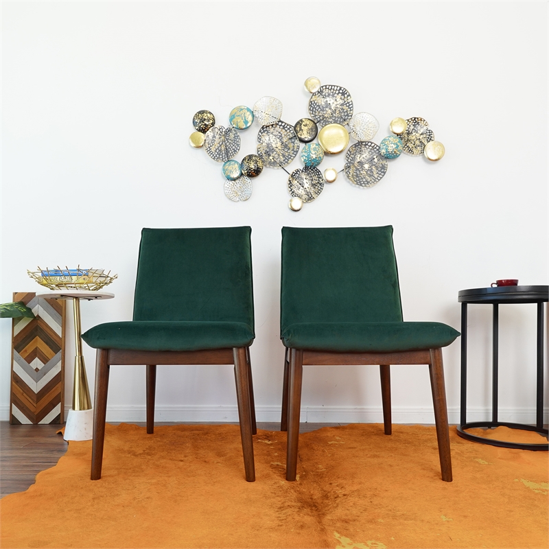 Magnolia Mid-Century Velvet Dining Chair in Dark Green (Set of 2)