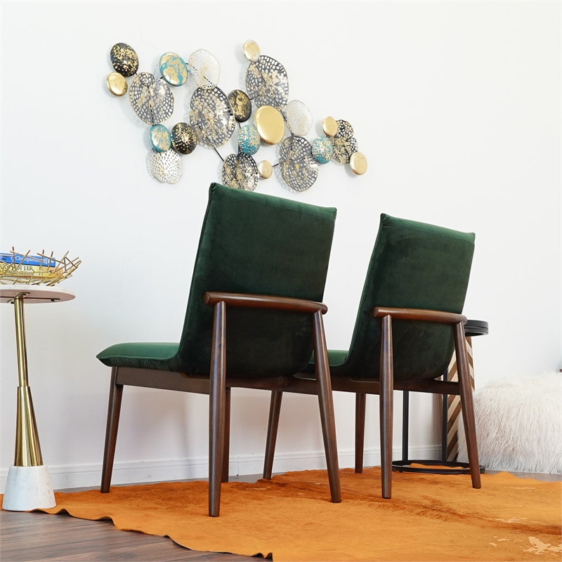Magnolia Mid-Century Velvet Dining Chair in Dark Green (Set of 2)