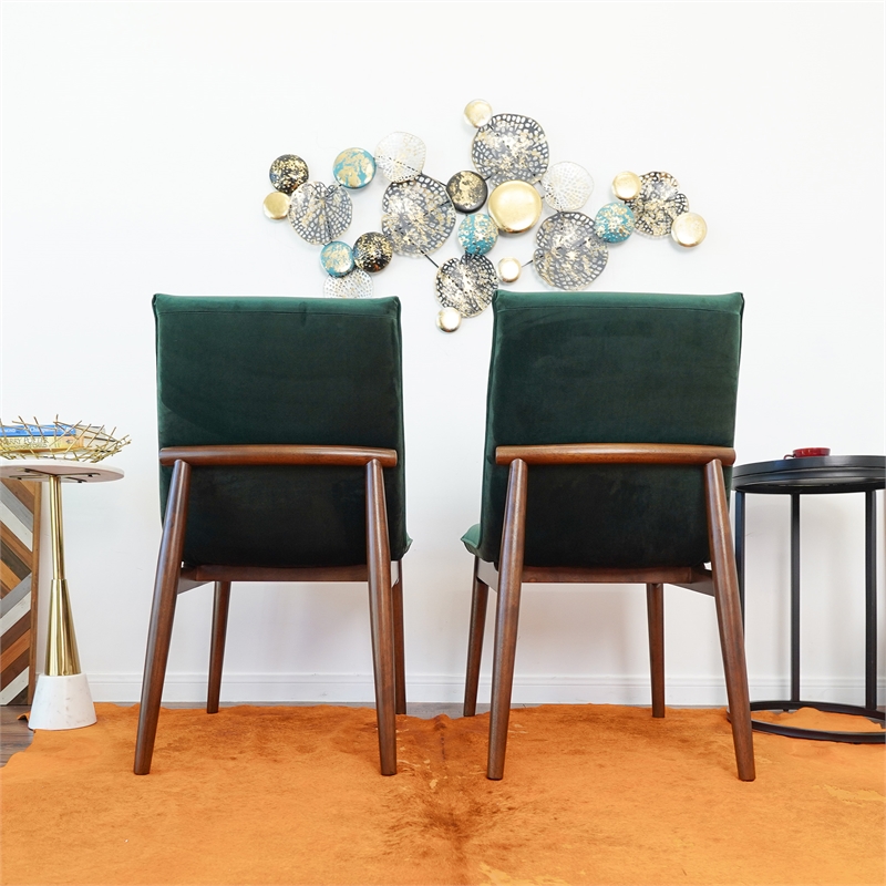 Magnolia Mid-Century Velvet Dining Chair in Dark Green (Set of 2)