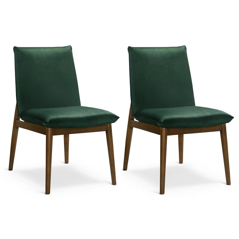 Magnolia Mid-Century Velvet Dining Chair in Dark Green (Set of 2)