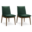 Magnolia Mid-Century Velvet Dining Chair in Dark Green (Set of 2)