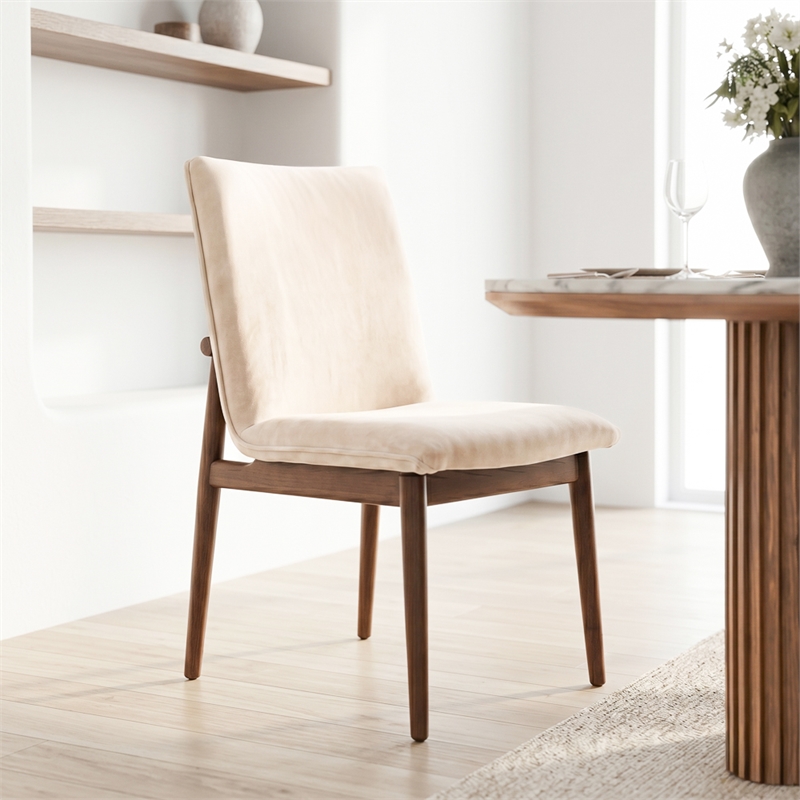 Magnolia Mid-Century Velvet Dining Chair in Beige (Set of 2)