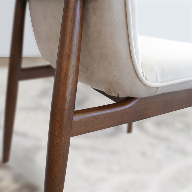 Magnolia Mid-Century Velvet Dining Chair in Beige (Set of 2)