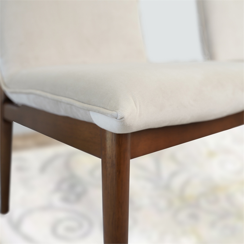 Magnolia Mid-Century Velvet Dining Chair in Beige (Set of 2)