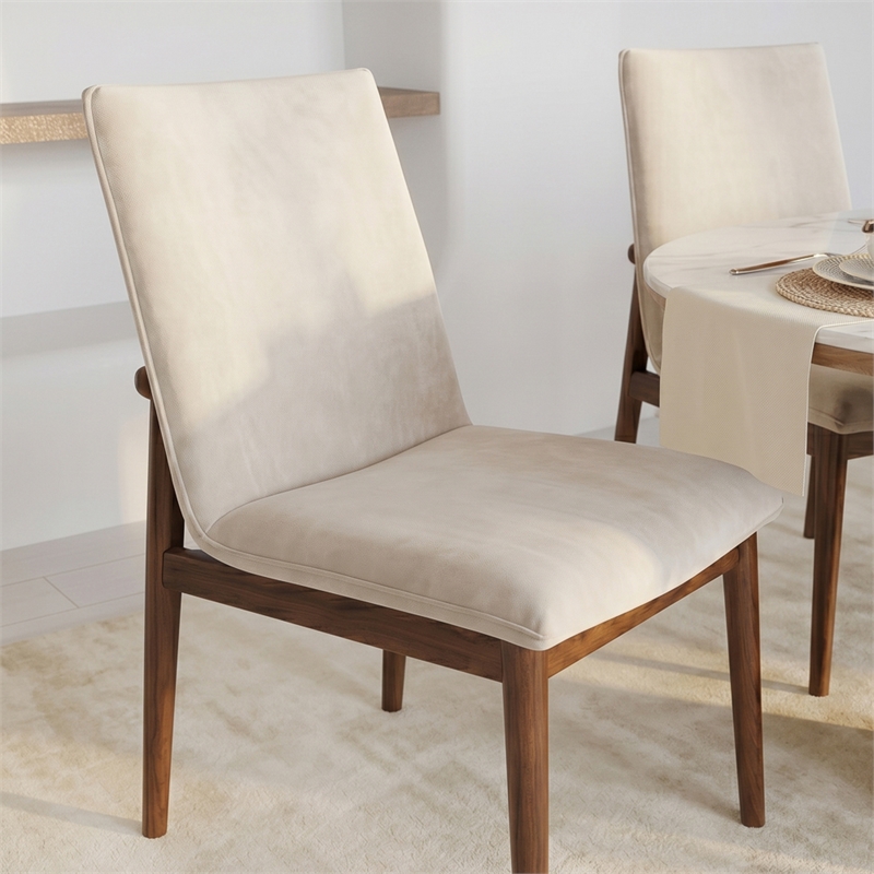 Magnolia Mid-Century Velvet Dining Chair in Beige (Set of 2)