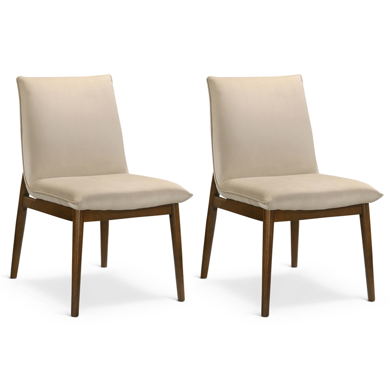 Magnolia Mid-Century Velvet Dining Chair in Beige (Set of 2)