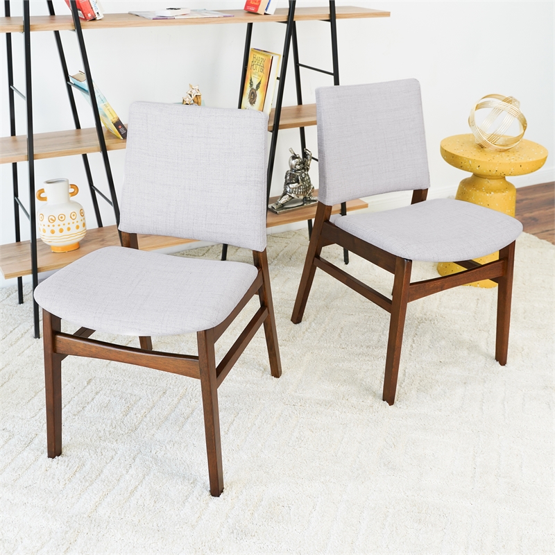 Kosico Modern Solid Wood Dining Chair in Light Gray Fabric (Set Of 2)