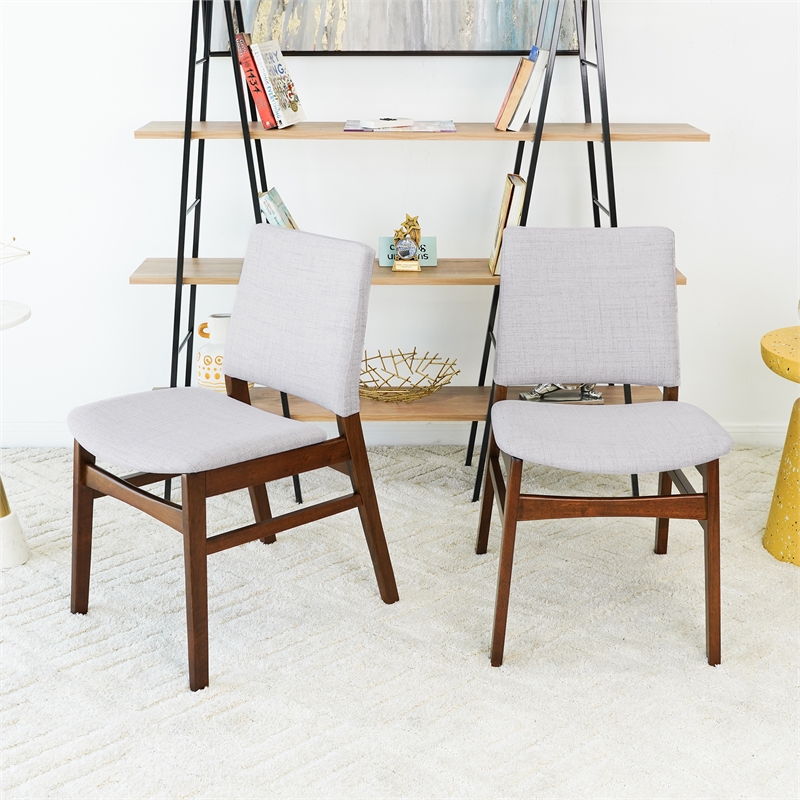 Kosico Modern Solid Wood Dining Chair in Light Gray Fabric (Set Of 2)