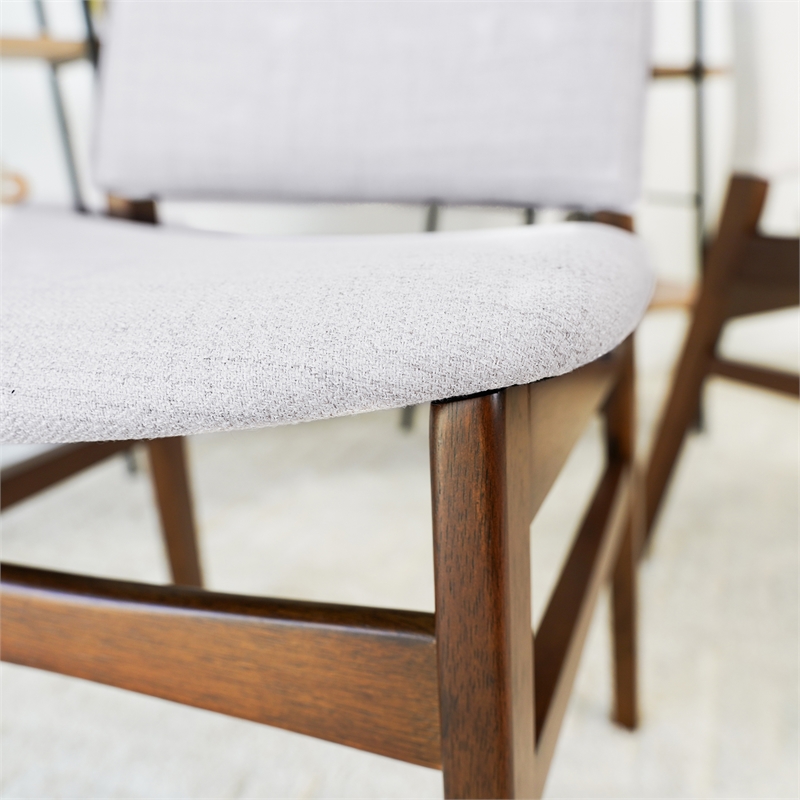 Kosico Modern Solid Wood Dining Chair in Light Gray Fabric (Set Of 2)