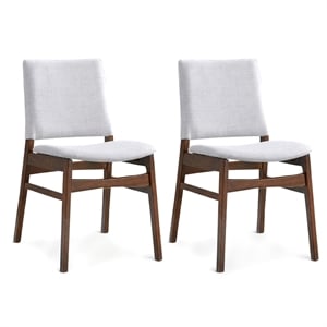 Kosico Modern Solid Wood Dining Chair in Light Gray Fabric (Set Of 2)