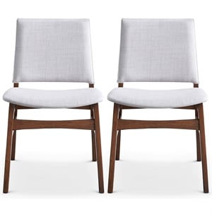 Kosico Modern Solid Wood Dining Chair in Light Gray Fabric (Set Of 2)