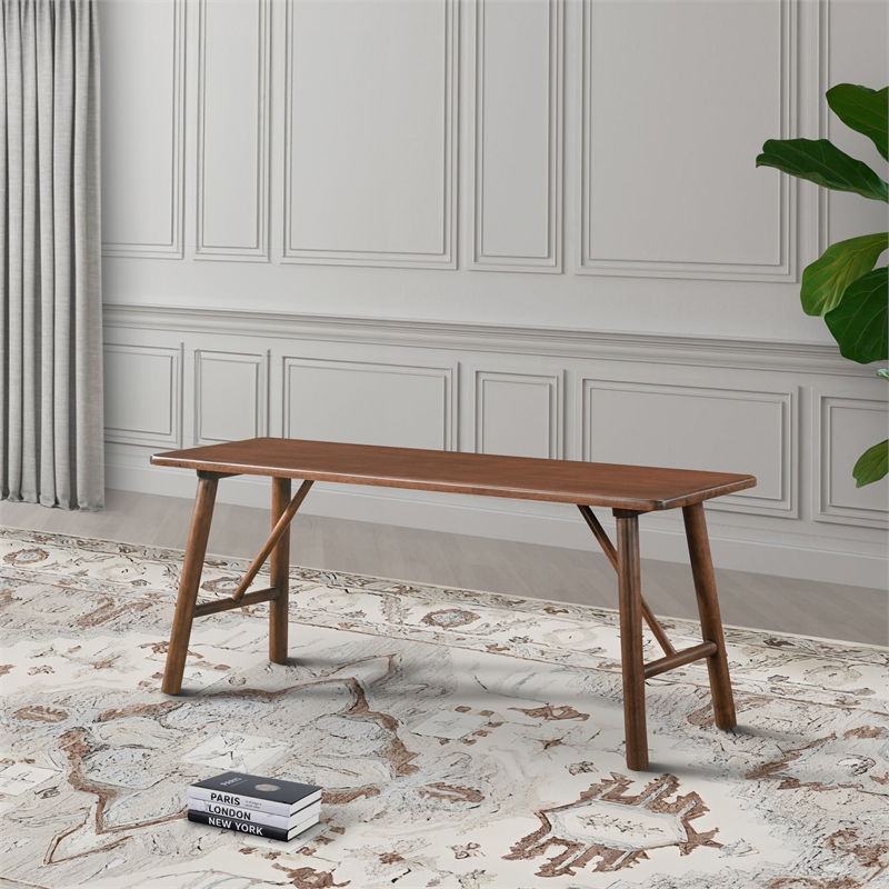 Cluj Mid Century Modern Solid Wood Walnut Dining Bench