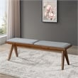 Montego Mid Century Modern Dining Bench in Gray Fabric