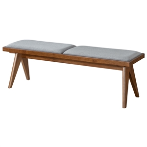 Montego Mid Century Modern Dining Bench in Gray Fabric