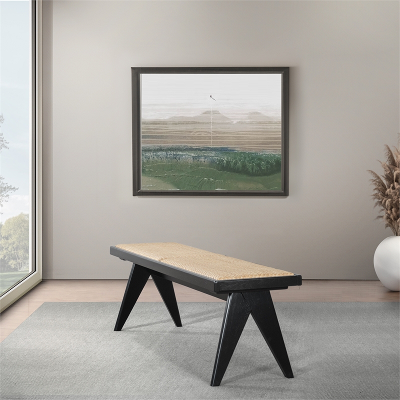 Montego Mid Century Modern Dining Bench in Camel Natural Rattan
