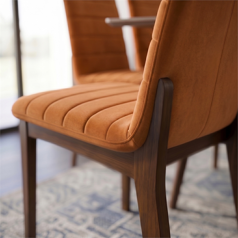 Seattle Mid Century Modern Dining Chairs in Burnt Orange Velvet ( Set of 2)