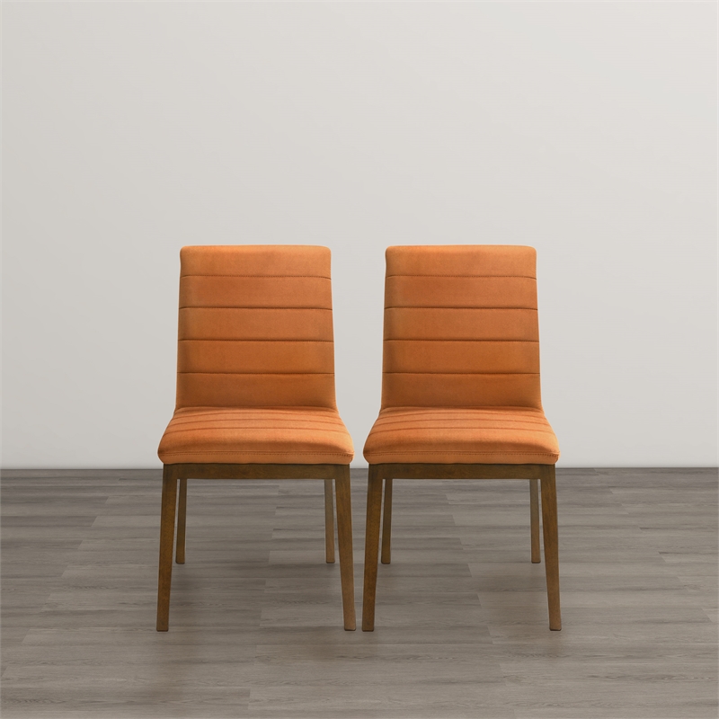 Seattle Mid Century Modern Dining Chairs in Burnt Orange Velvet ( Set of 2)