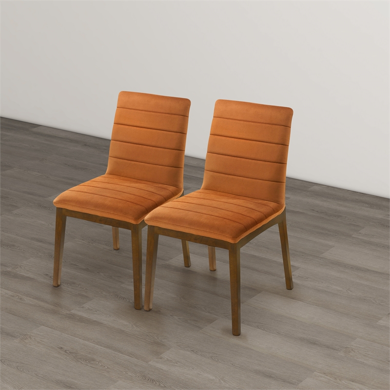 Seattle Mid Century Modern Dining Chairs in Burnt Orange Velvet ( Set of 2)