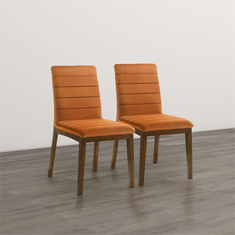 Seattle Mid Century Modern Dining Chairs in Burnt Orange Velvet ( Set of 2)