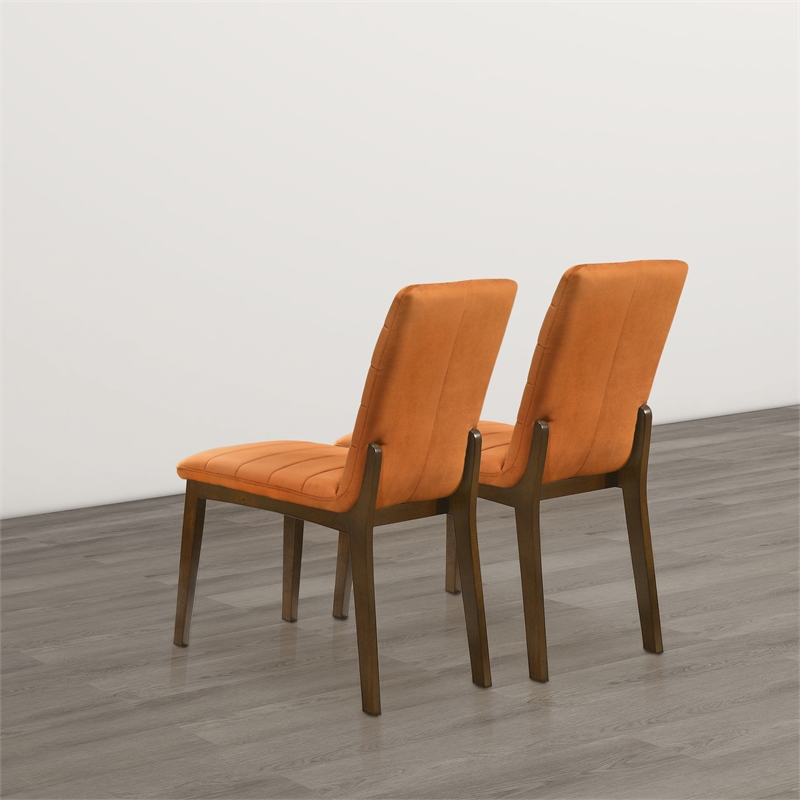 Seattle Mid Century Modern Dining Chairs in Burnt Orange Velvet ( Set of 2)