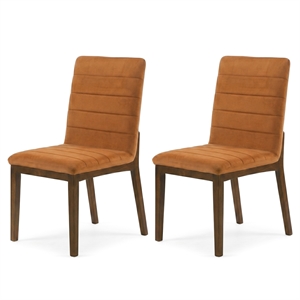 Seattle Mid Century Modern Dining Chairs in Burnt Orange Velvet ( Set of 2)