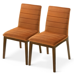 Seattle Mid Century Modern Dining Chairs in Burnt Orange Velvet ( Set of 2)